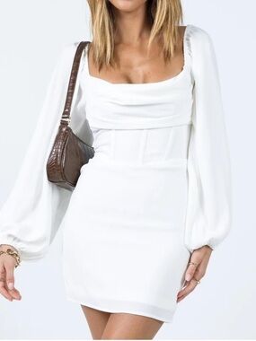 Princess Polly White Puff-Sleeve Mini Dress